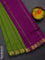 10 yards Poly cotton saree light green and purple with plain body and zari woven border