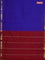 10 yards Poly cotton saree blue and maroon with plain body and zari woven border