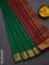 10 yards Poly cotton saree green and maroon with plain body and zari woven border