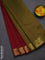 10 yards Poly cotton saree maroon and mehendi green with plain body and zari woven border