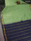 10 yards silk cotton saree pista green and navy blue with plain body and zari woven border