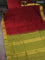 10 yards silk cotton saree maroon and light green with plain body and zari woven border