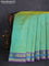 10 yards silk cotton saree light green and purple with rangoli design zari buttas and zari woven border