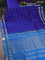 10 yards silk cotton saree dark blue and cs blue with allover zari checked pattern and zari woven border