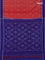 Ikat cotton saree red and blue with allover ikat weaves and simple border