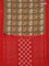 Ikat cotton saree chikku shade and red with allover ikat weaves and simple border