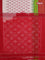 Ikat cotton saree cream and green red with allover ikat butta weaves and long ikat style border