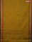 10 Yards chettinad cotton saree mustard yellow and dual shade of green with plain body and thread woven border