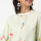Band Neck Below Knee Three-Fourth Sleeve Flare Fit Printed Kurta
