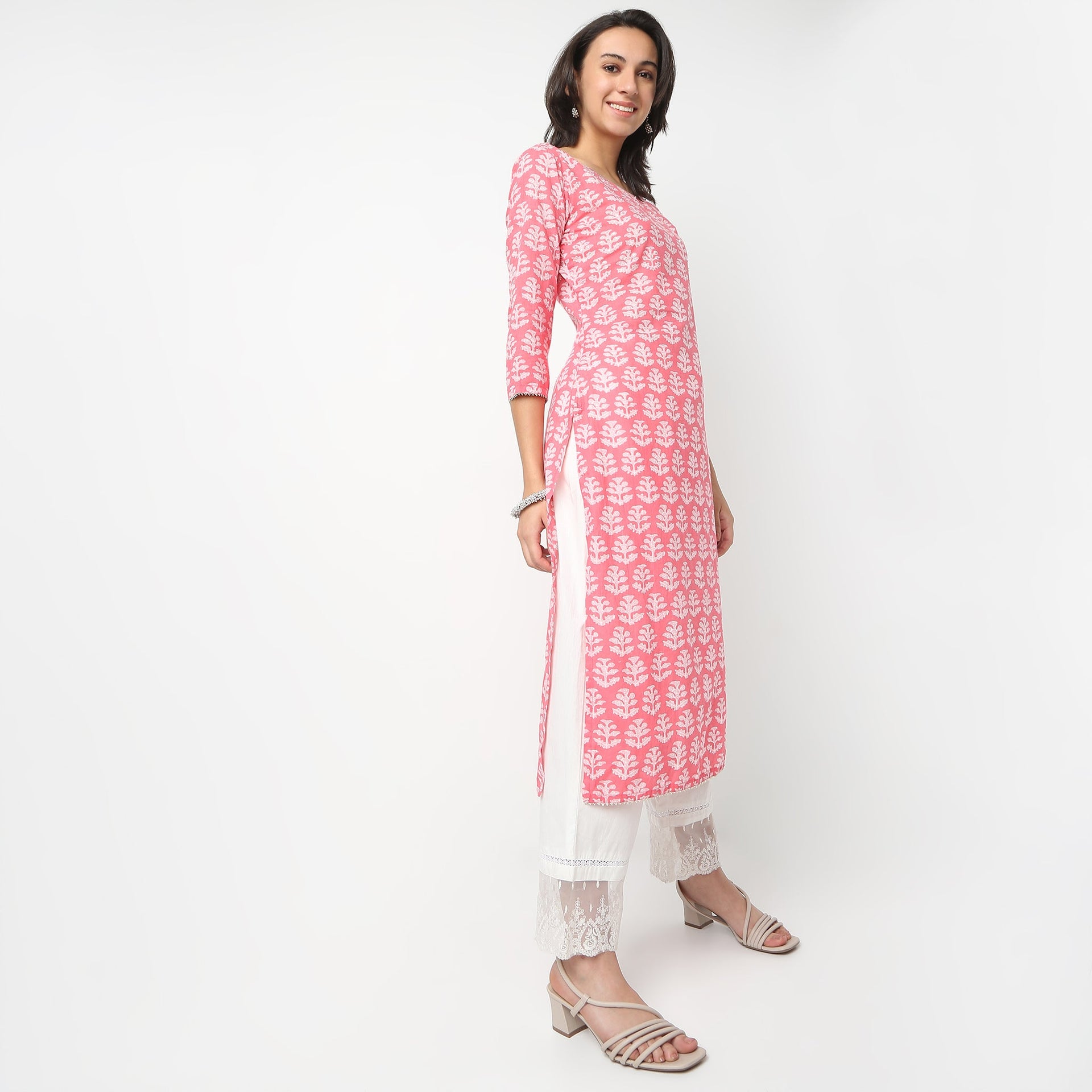 Ankle Length Straight Fit Solid Pants