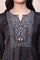 Black Polka Printed Satin A-lineKurta with Thread Embroidery