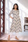 Beige Kalamkari Mirror Work A-Line Cotton Kurta