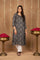 Brown Geometric Print Sequined A-Line Modal Satin Kurta