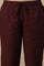 Red Solid Cotton Blend Straight Pants