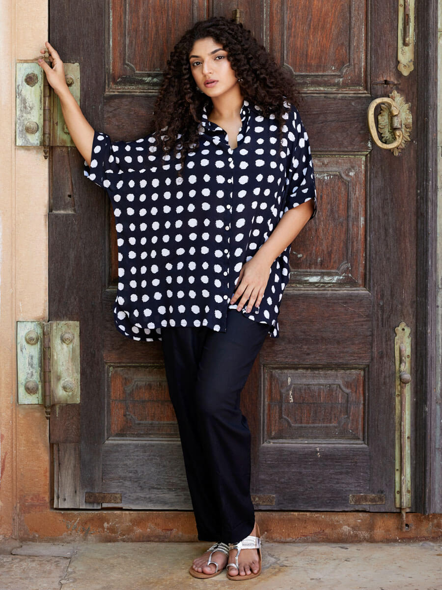 Set of 2 - December Black Polka Shirt and Trouser Set