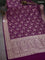 Banarasi uppada silk saree purple with allover zari woven brocade weaves and zari woven border