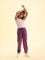 Girls Solid Purple Mid Rise Cotton Joggers