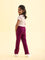 Girls Solid Plum Mid Rise Track Pants