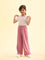 Girls Solid Mauve Knit Palazzo