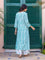 Turquoise Stripes Hand Block Printed Long Kurta