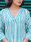 Turquoise Stripes Hand Block Printed Long Kurta
