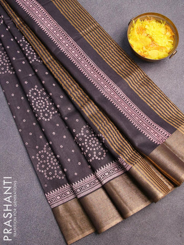 Bhagalpuri saree black with allover bandhani prints and zari woven border