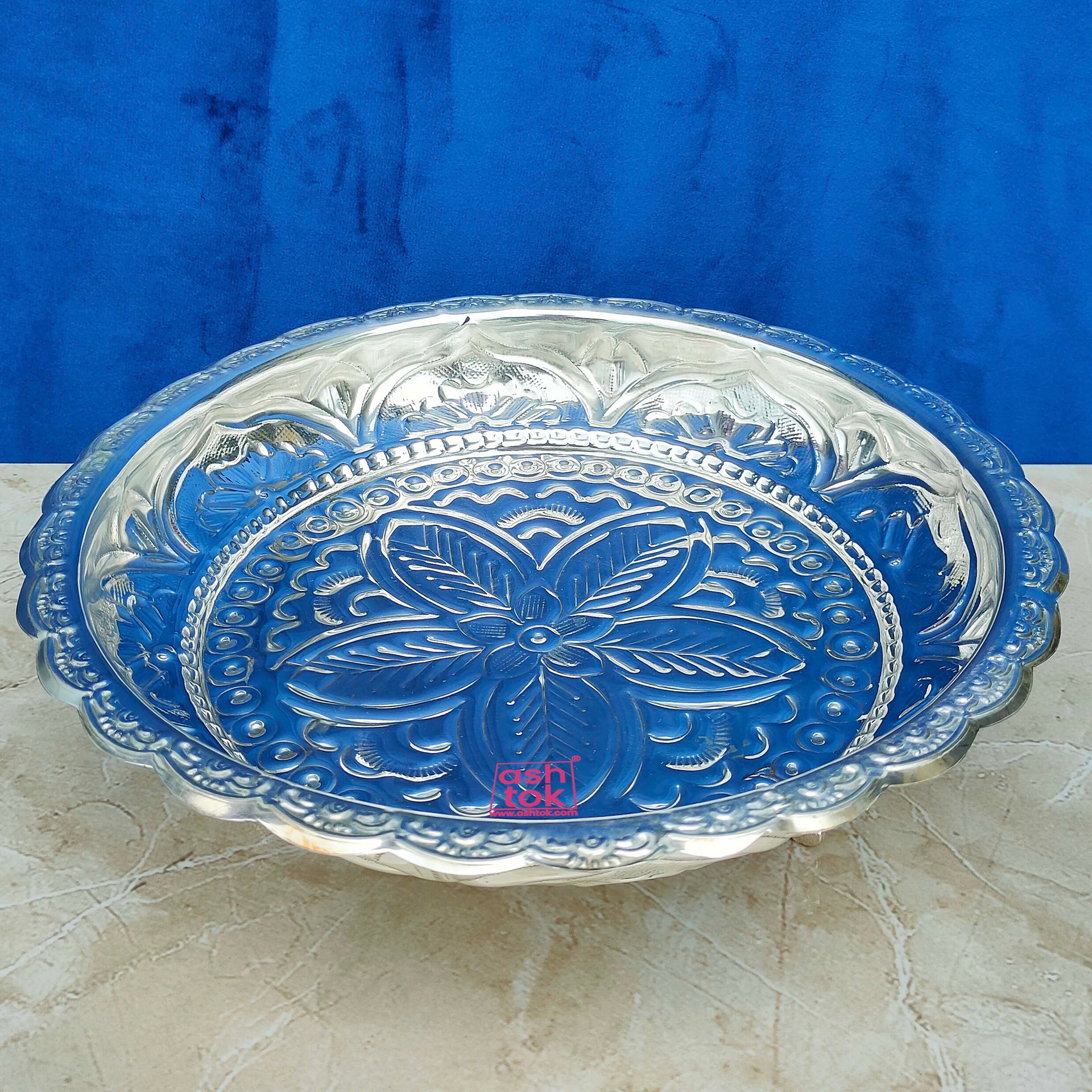 German Silver Plate, Decorative Plate with Elephant Design.