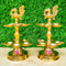 Brass Panchamahal 2 Step Peacock diya Set, Handmade diwali diya (Set of 2)