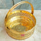 Round Shaped Brass Puja Basket, Traditional Phool Butti, Om design Puja Basket (Dia 8 Inches)