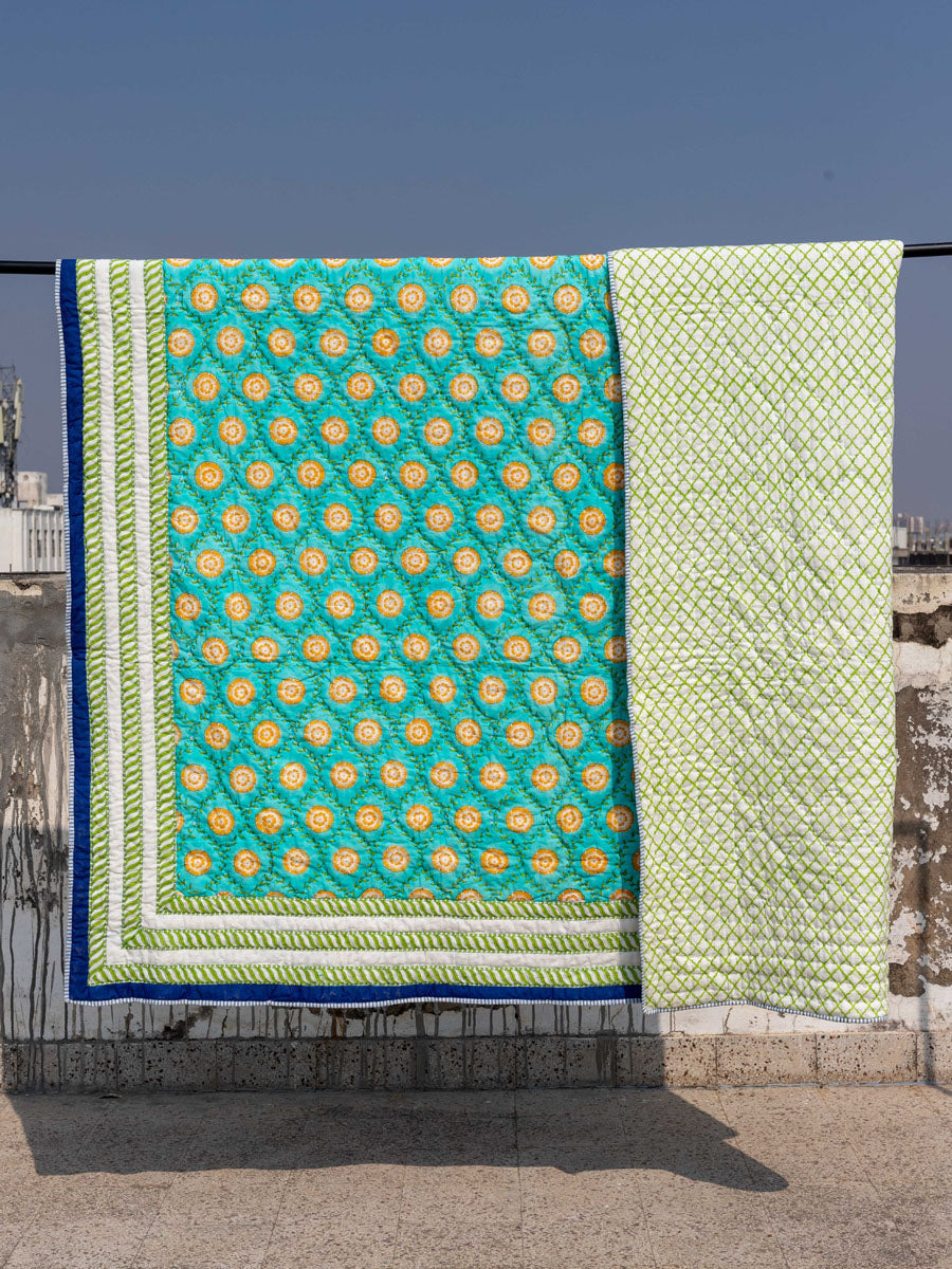 Amaltas Block Printed Cotton Quilt