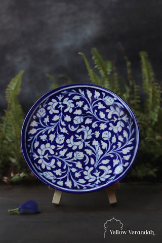 Ceramic Blue Pottery Wall Plate - 8"