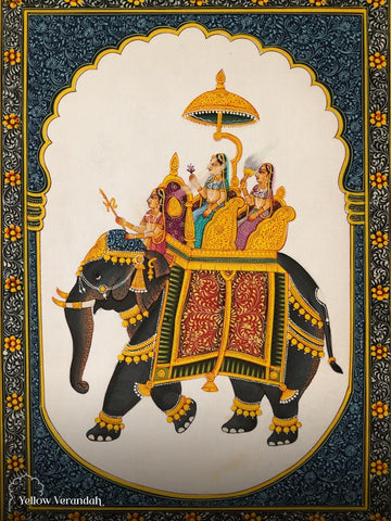 Original Mughal Painting - Elephant