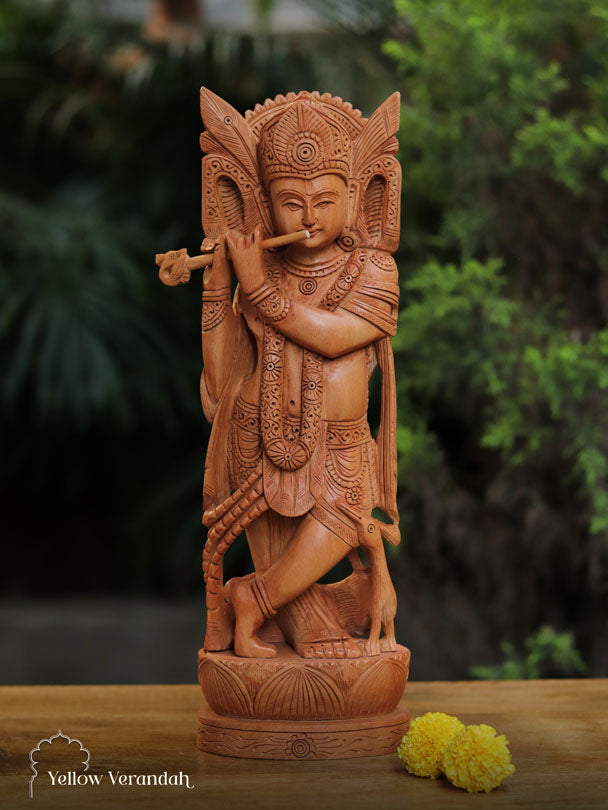 Wooden Sculpture - Krishna