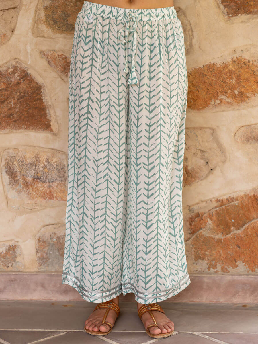 Grey Chevron Modal Palazzo Pants