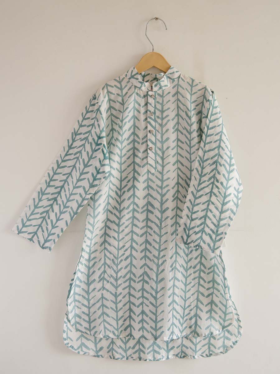 Vrisa Organic Cotton Block Printed Long Kurta
