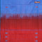 Banana pith saree blue and red with thread woven buttas in borderless style