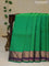 Pure kanjivaram silk saree green and dual shade of magenta pink with plain body and rettapet zari woven border