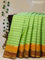 Pure kanjivaram silk saree light green and dual shade of maroon with allover stripes pattern and zari woven border