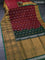 Pure uppada silk saree maroon and green with silver & gold zari woven buttas and long annam zari woven border