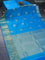 Pure kanjivaram silk saree dual shade of blue with annam zari woven buttas and rich zari woven border