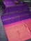 Pure kanjivaram silk saree deep violet and pink with allover zari weaves in borderless style