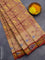 Bengal cotton saree sandal and maroon with thread woven buttas and ikat style border without blouse