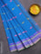 Bengal cotton saree cs blue with thread woven buttas and thread woven border without blouse