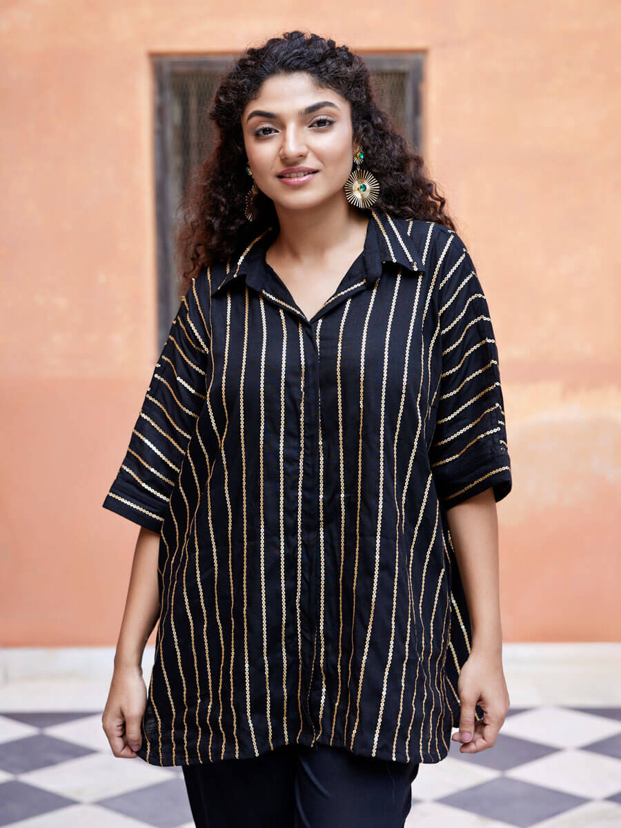 Uns Sequined Oversized Shirt