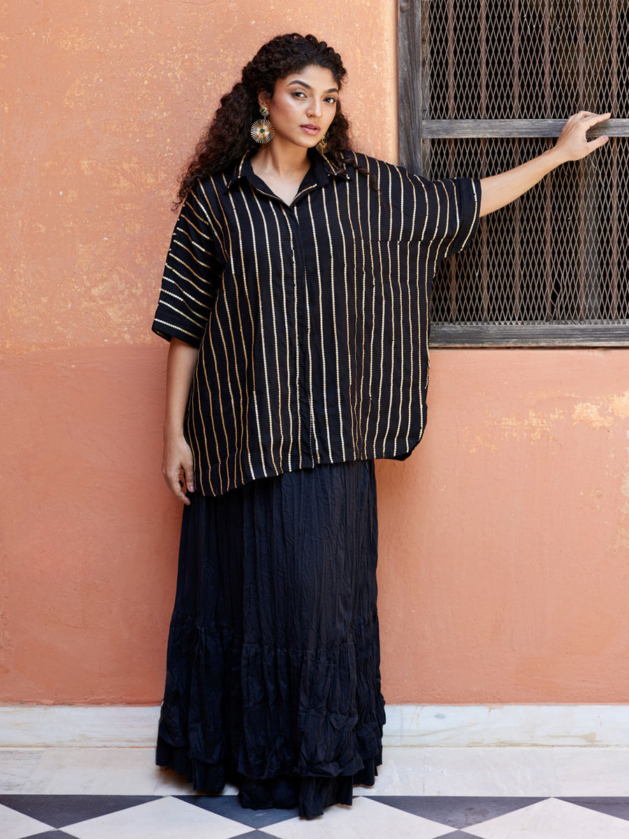 Set of 2 - Ibaadat Sequined Shirt & Mulmul Skirt