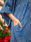 Indigo Stripes Dabu Kaftan Cotton Shirt Dress