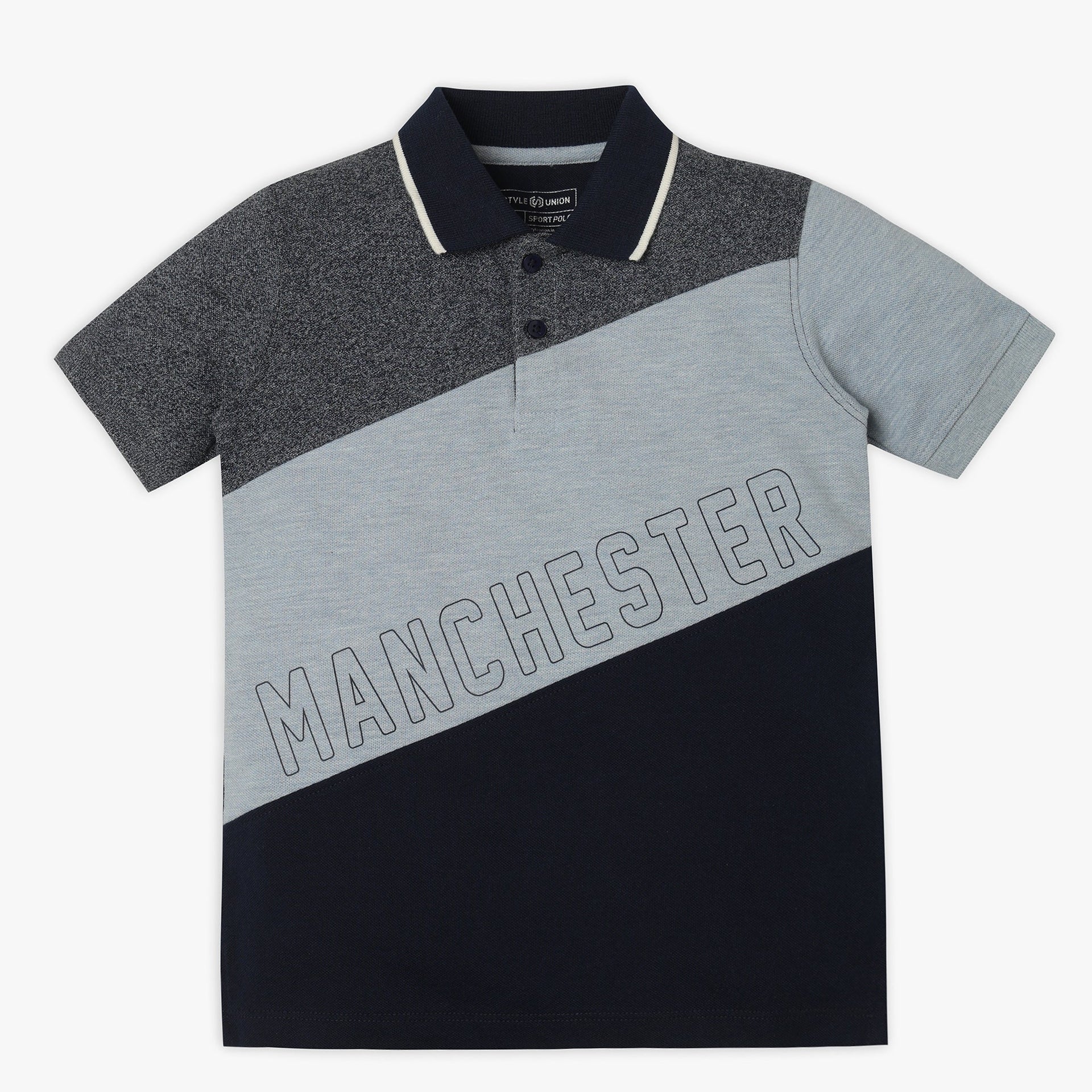 Boys Regular Fit Cut And Sew Polo T-Shirt