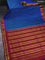 10 yards silk saree dual shade of cs blue and maroon with plain body and temple design zari woven border