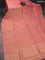 Banarasi semi crepe saree peach pink with allover zari woven brocade weaves and lace work border