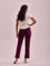 Women Solid Wine Mid Rise Track Pant